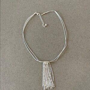 Silver Collar Necklace with Tassel Pendant